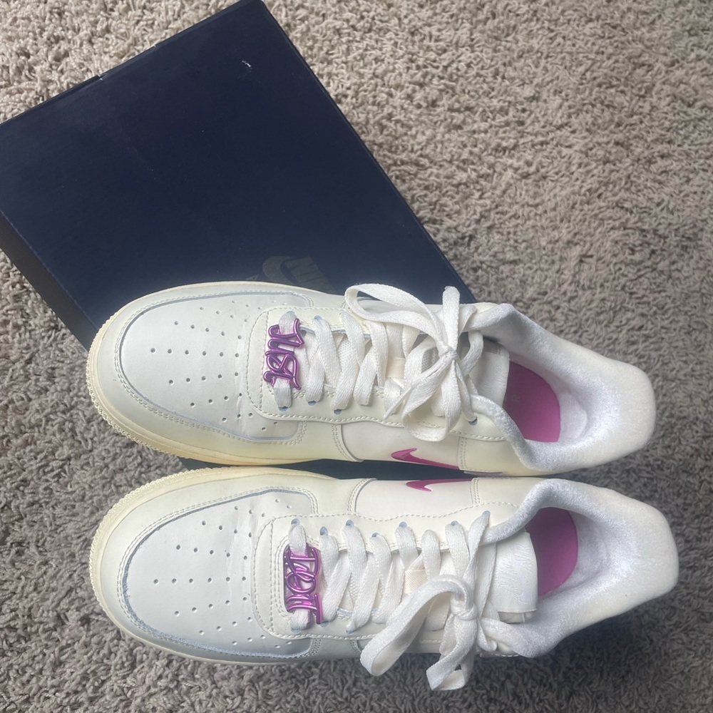 Nike Cream and Pink Athletic Shoes